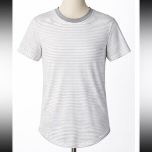 PACSUN Light Gray Striped Short Sleeve Tee